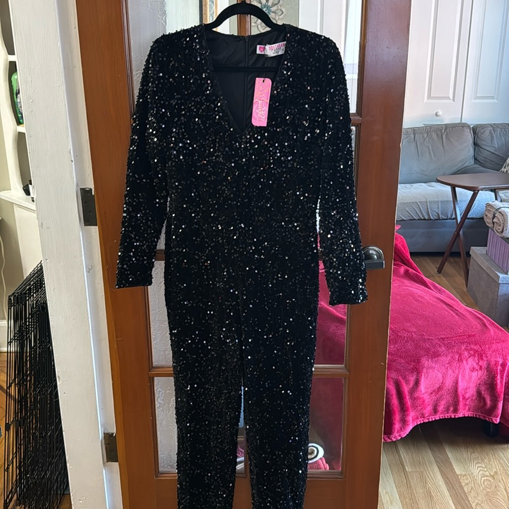 Black sequin jumpsuit- Southern Fried Chics
